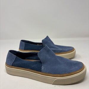 Tom's Sunset Infinity Blue Ocean Suede Leather Women's Size 7.5 Slip on Shoes